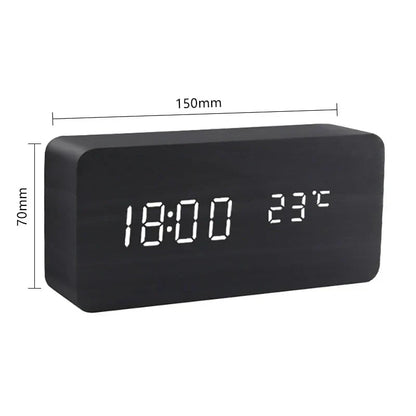 Natural Smart Wood LED Alarm Clock for Bedside - Glamry