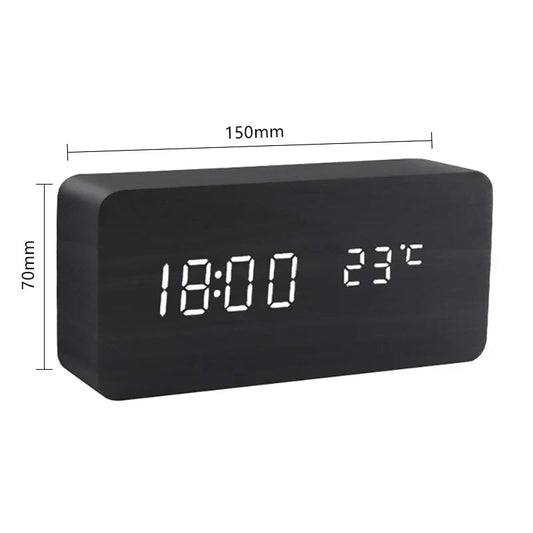 Natural Smart Wood LED Alarm Clock for Bedside - Glamry