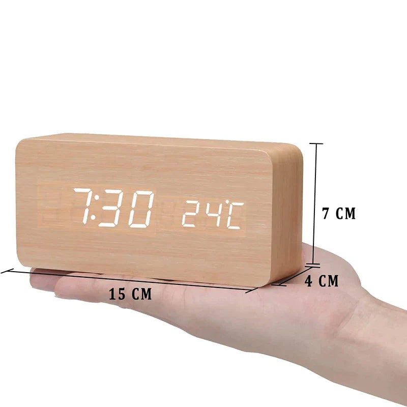 Natural Smart Wood LED Alarm Clock for Bedside
