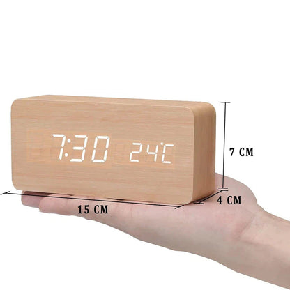 Natural Smart Wood LED Alarm Clock for Bedside