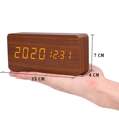 Natural Smart Wood LED Alarm Clock for Bedside