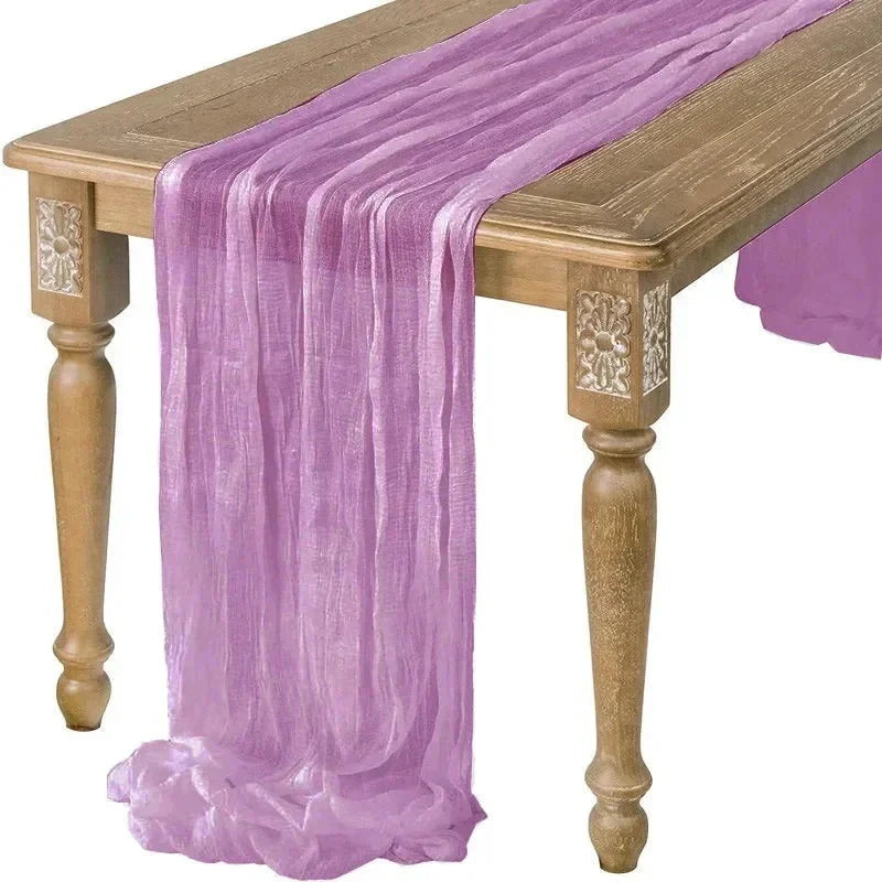 Soft Pink Gathered Table Runner Set of 10