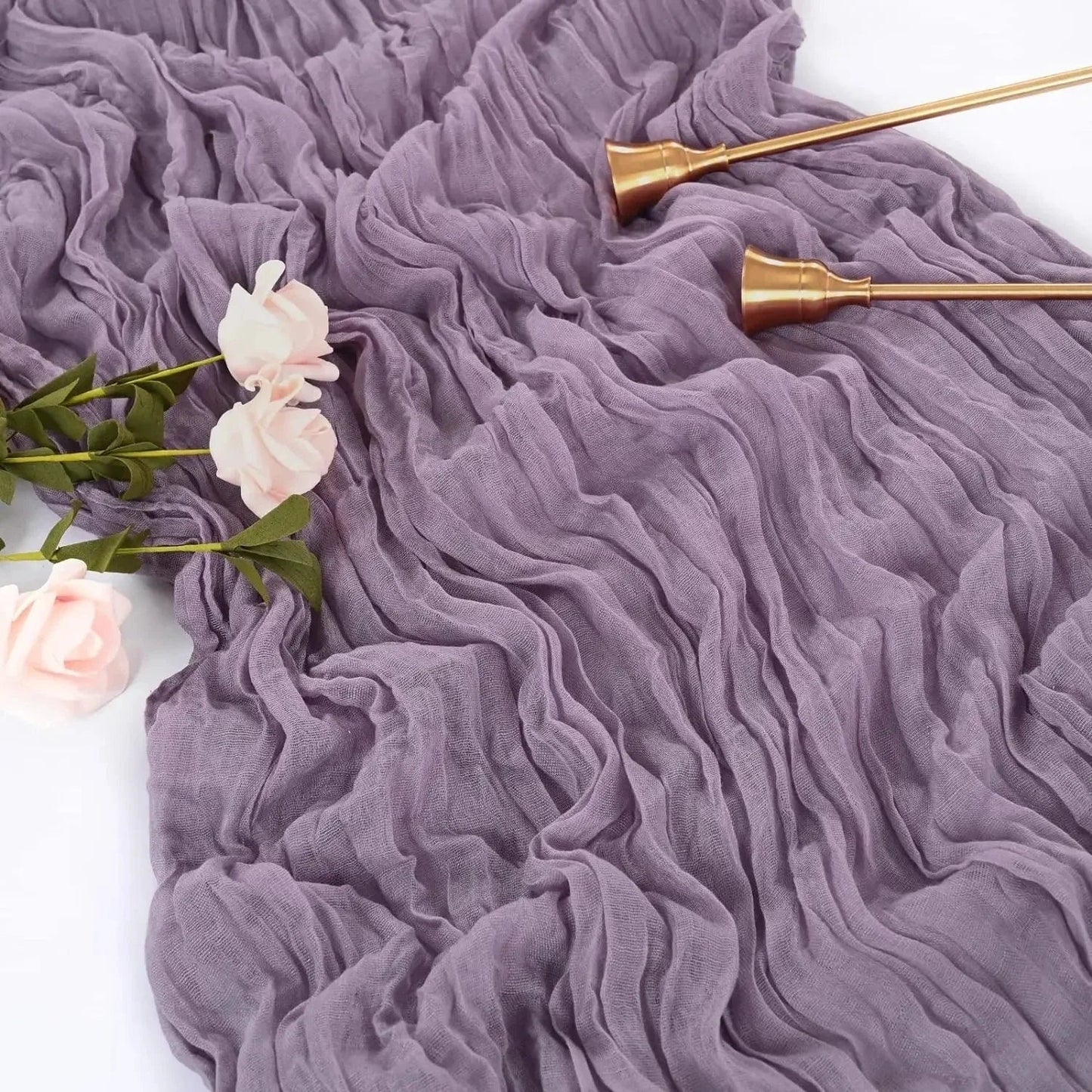 Soft Pink Gathered Table Runner Set of 10