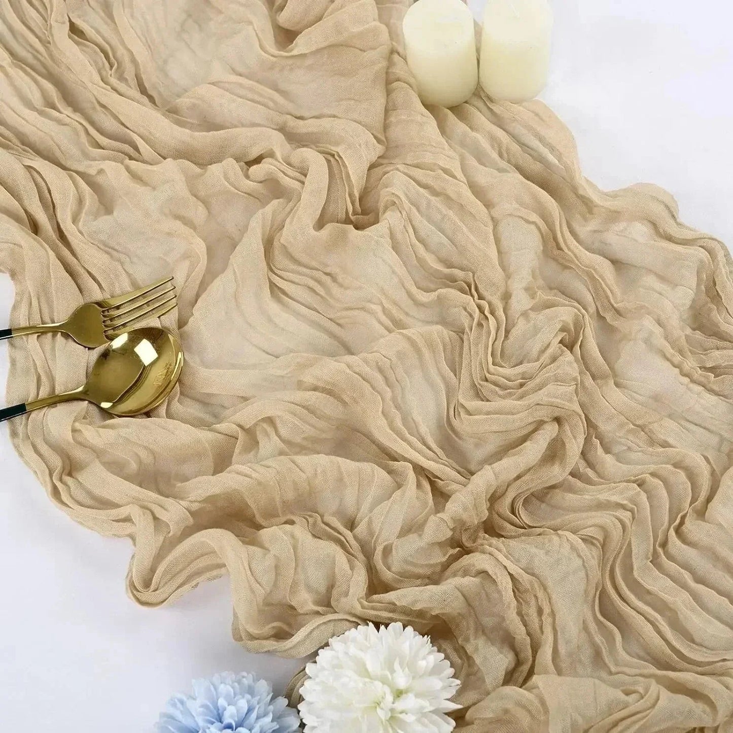 Soft Pink Gathered Table Runner Set of 10