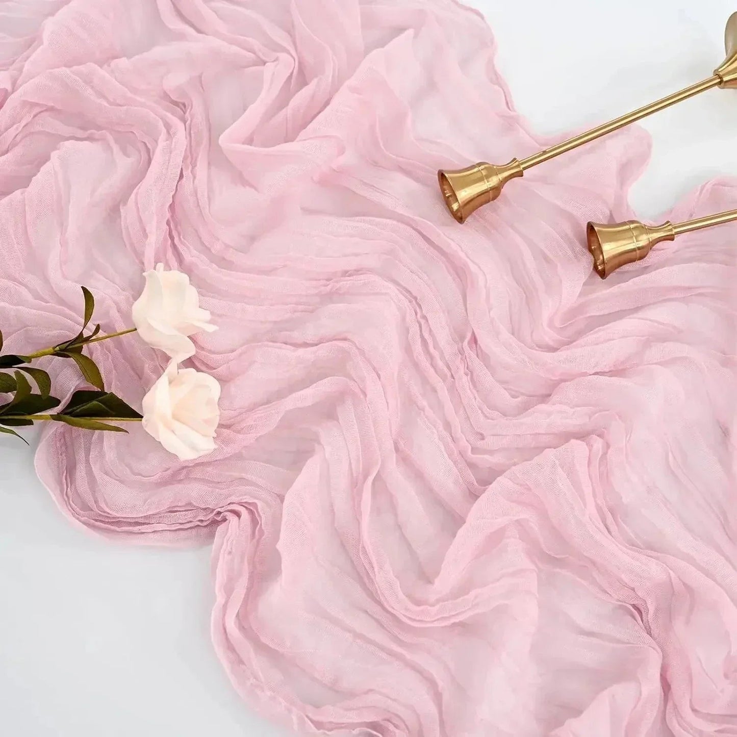 Soft Pink Gathered Table Runner Set of 10