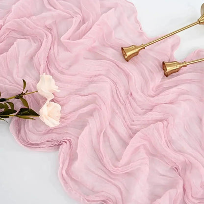 Soft Pink Gathered Table Runner Set of 10