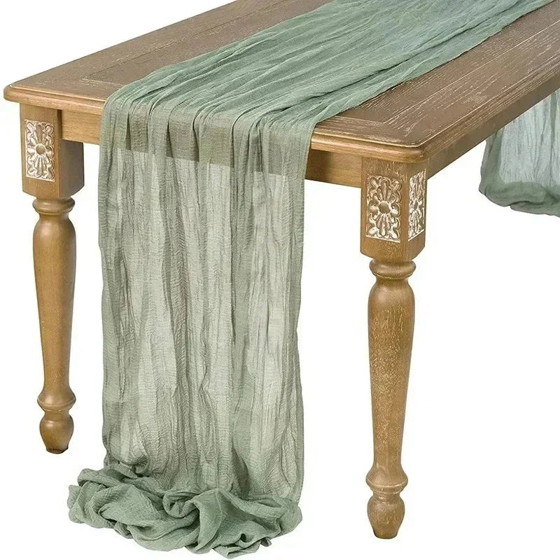 Soft Pink Gathered Table Runner Set of 10