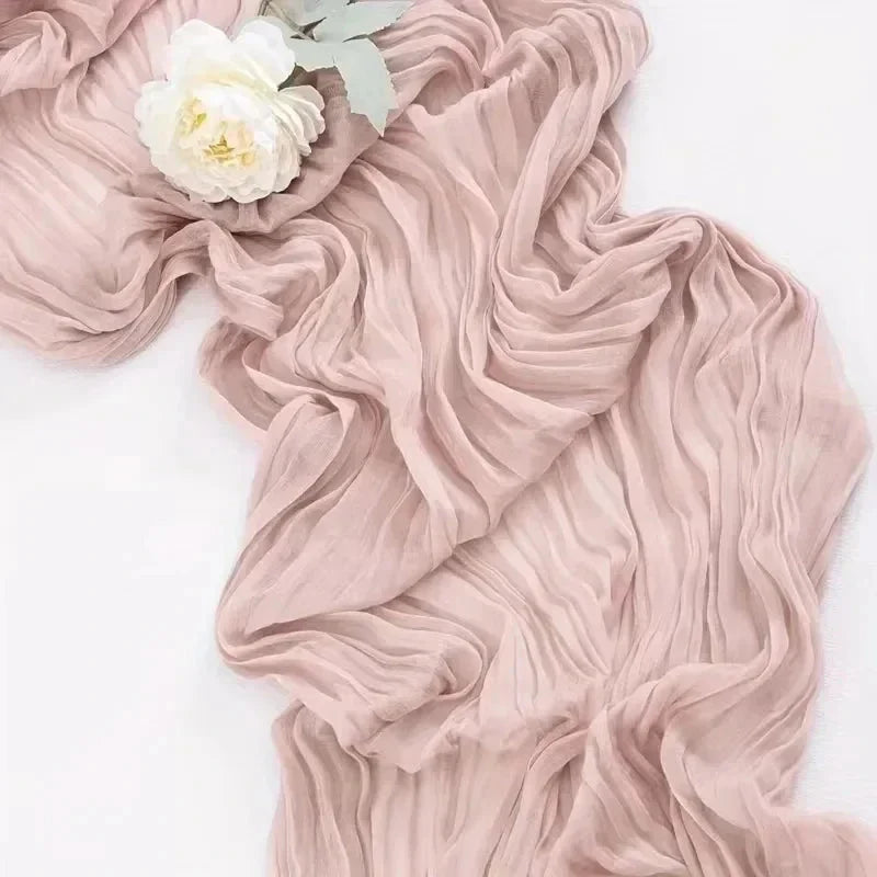 Soft Pink Gathered Table Runner Set of 10