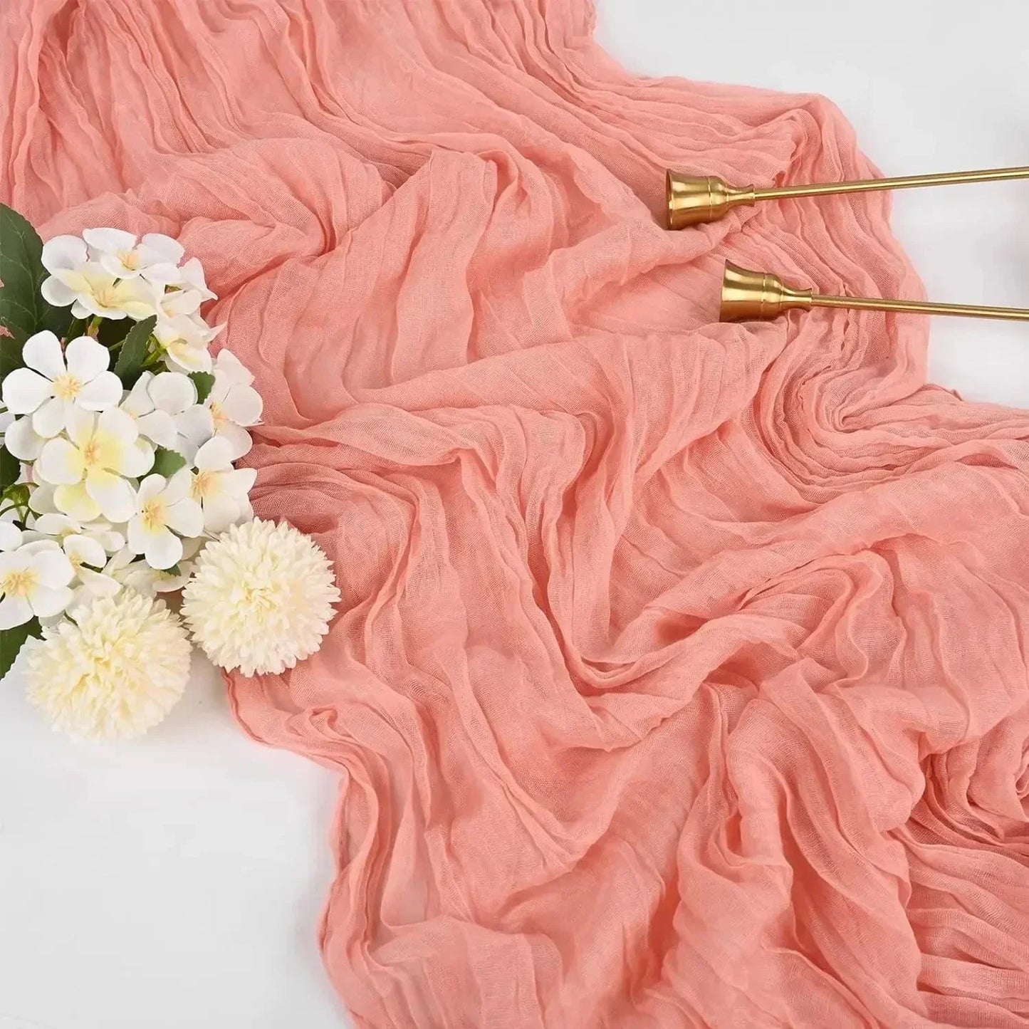 Soft Pink Gathered Table Runner Set of 10