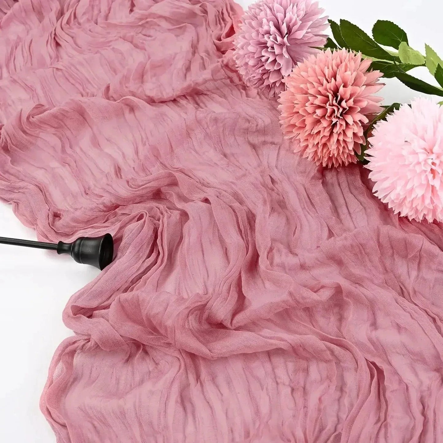 Soft Pink Gathered Table Runner Set of 10