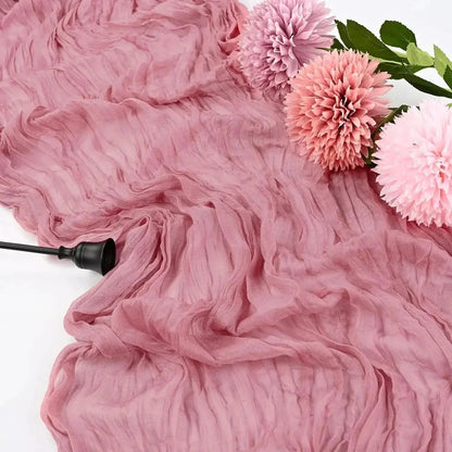 Soft Pink Gathered Table Runner Set of 10
