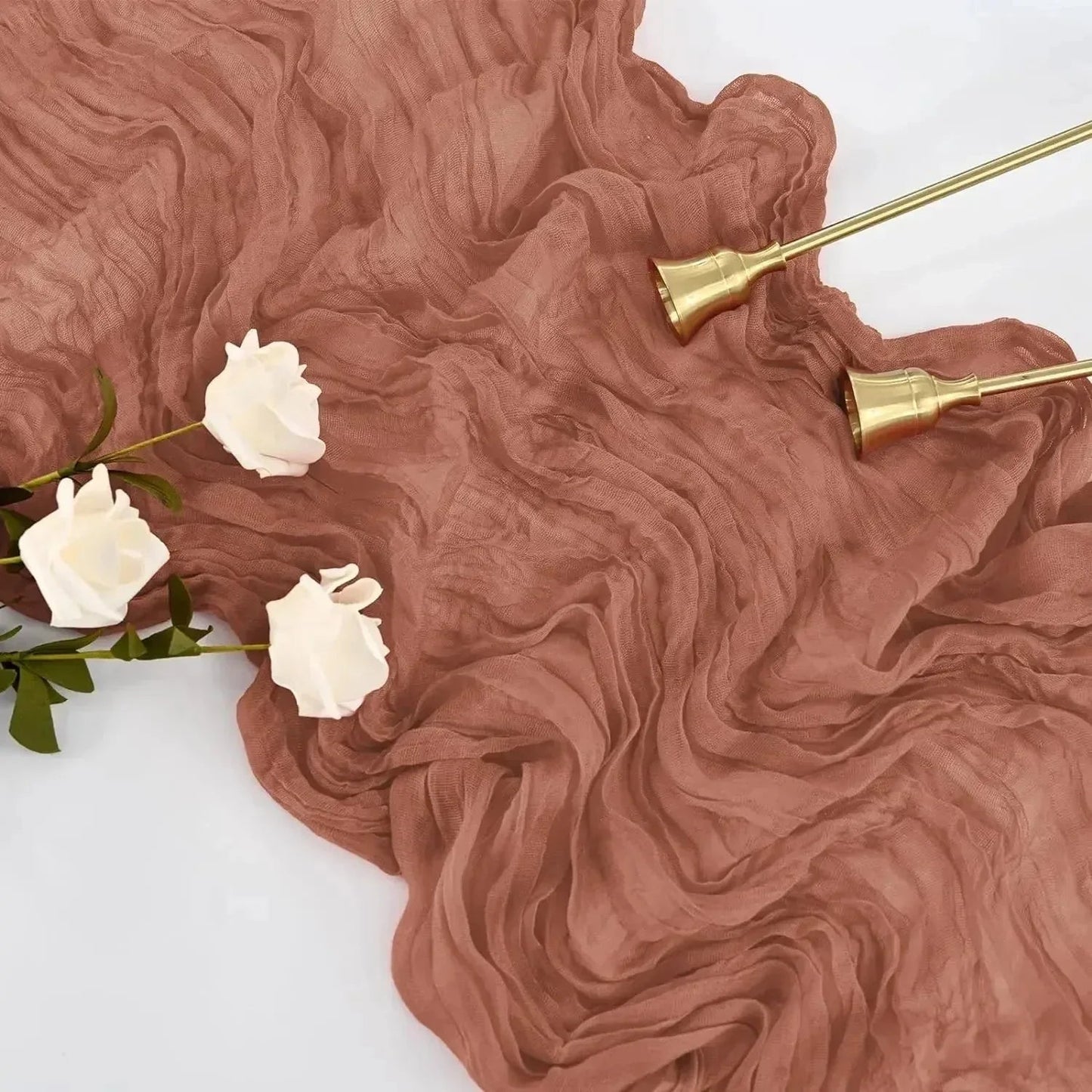 Soft Pink Gathered Table Runner Set of 10