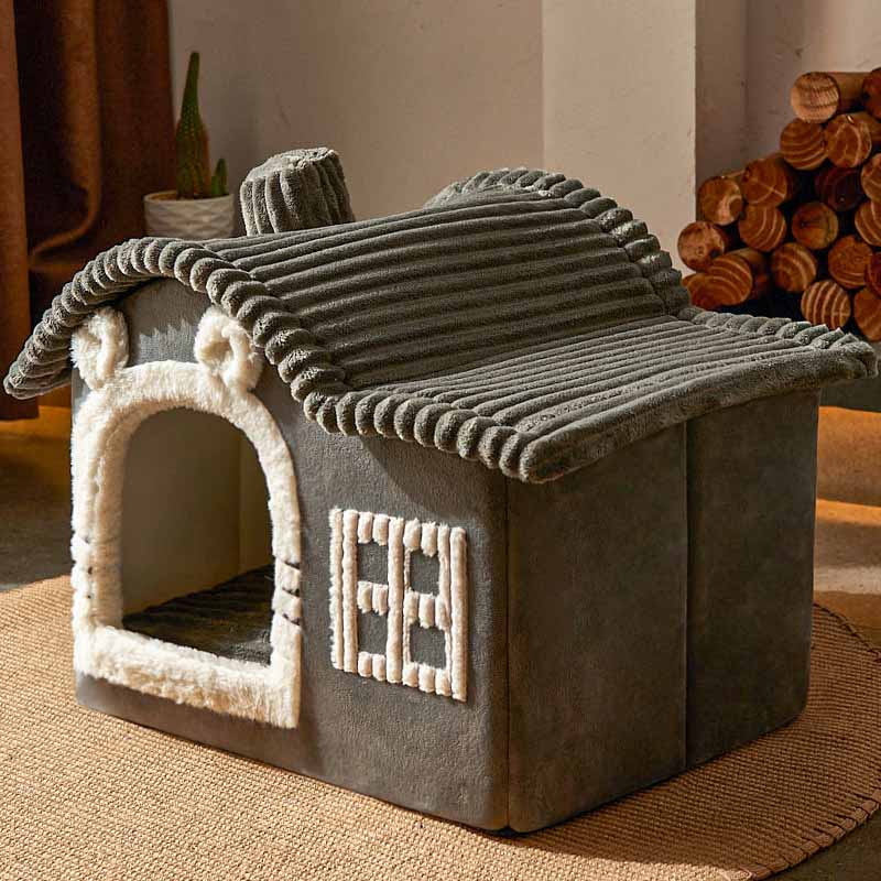Warm Kitty Hideaway Bed with Cozy Hut Design