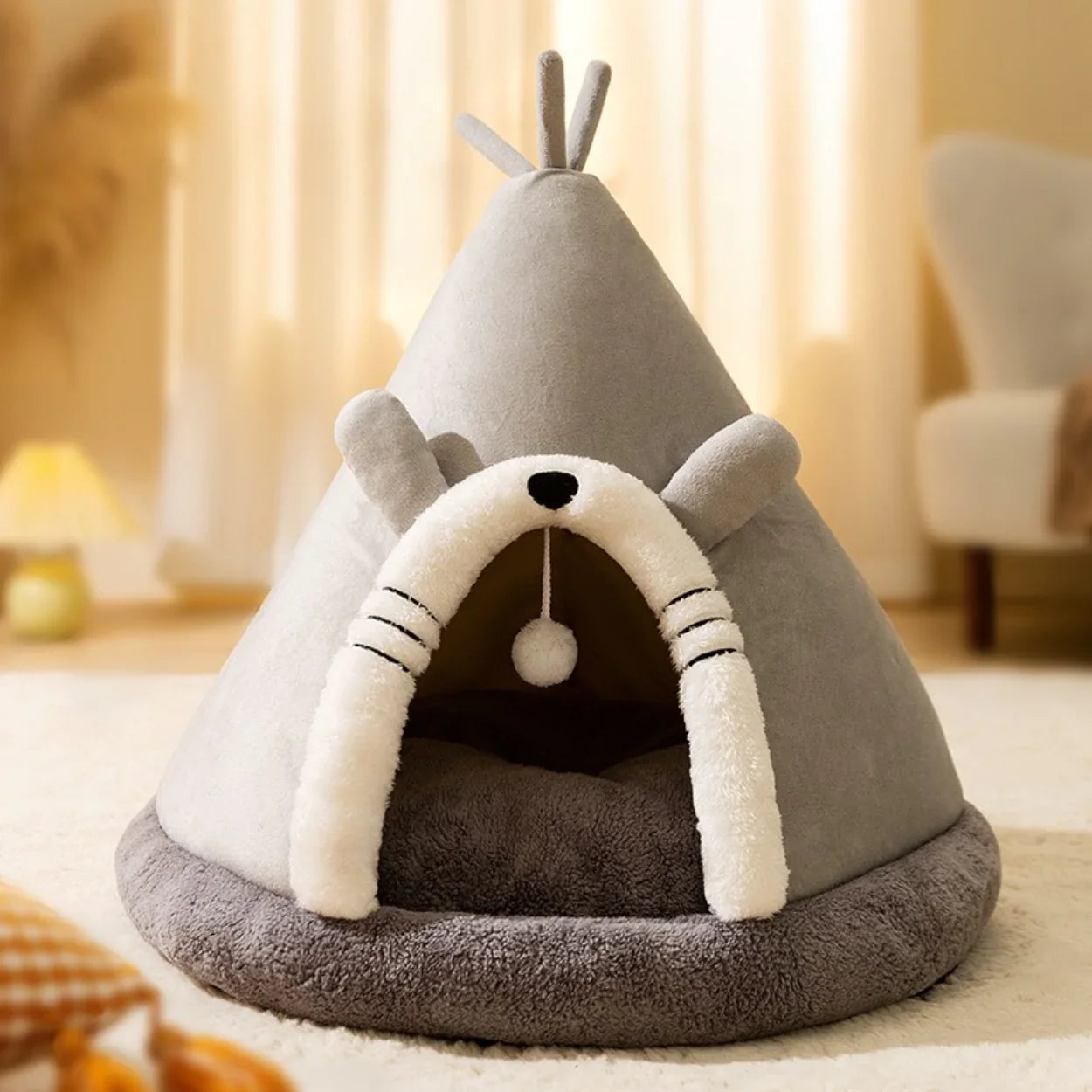 Cozy Fleece Kitty House Bed for Pets