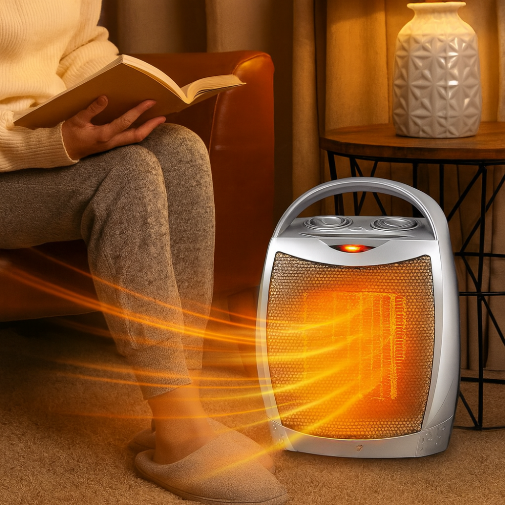 Compact Electric Ceramic Space Heater with Remote