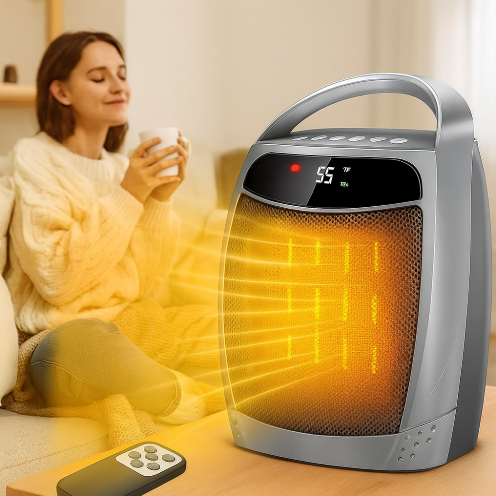 Compact Electric Ceramic Space Heater with Remote