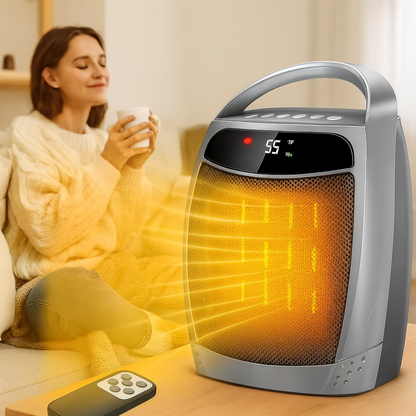 Compact Electric Ceramic Space Heater with Remote