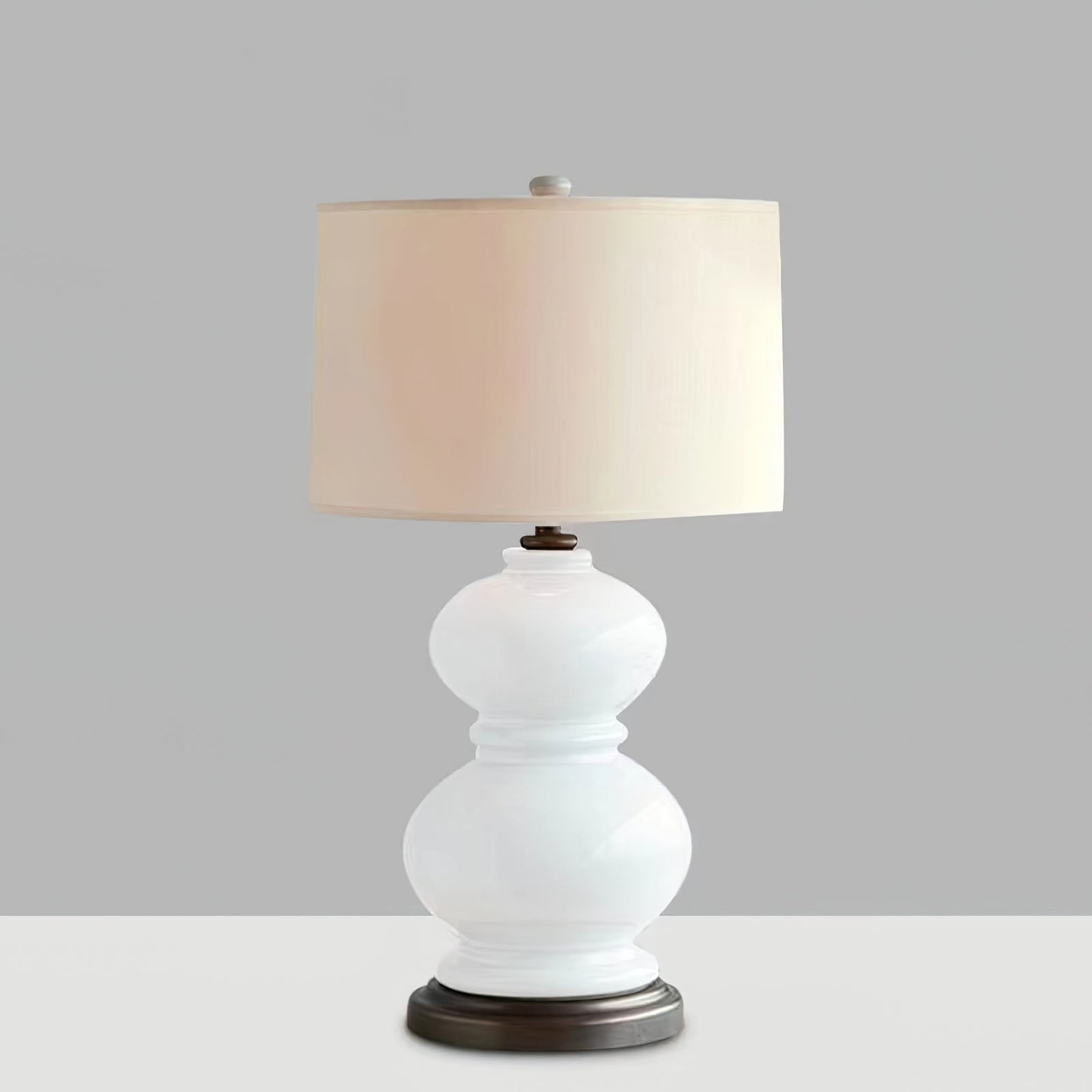 Round Ceramic Table Lamp with Warm Glow