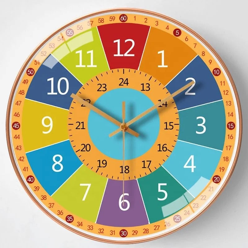 Fun Kids Educational Clock - Easy Hang Design - Glamry