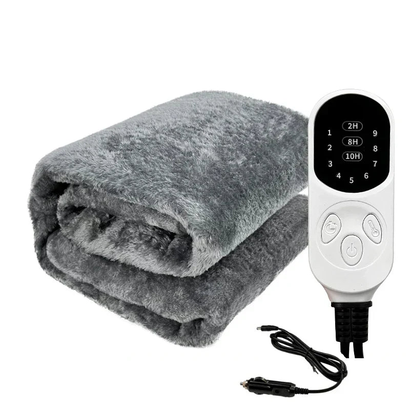 Warm Car Blanket with Timer | 12V Heated Auto Blanket - Glamry