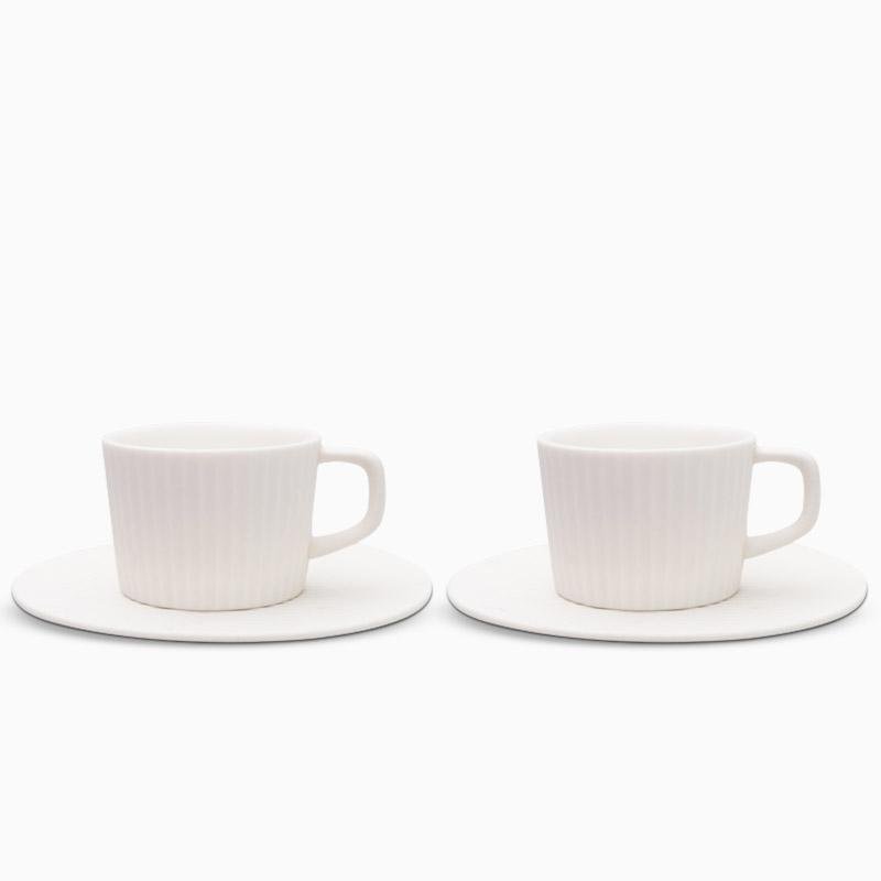 Classic Ceramic Coffee Mug Set in Gray and White