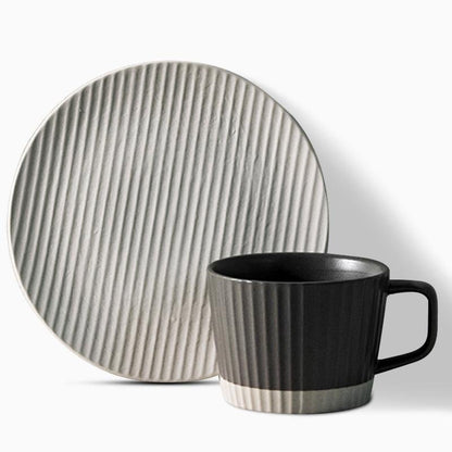 Classic Ceramic Coffee Mug Set in Gray and White