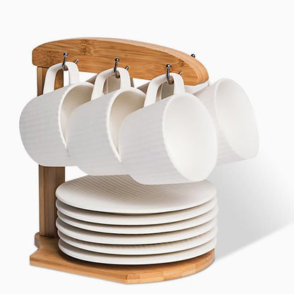 Classic Ceramic Coffee Mug Set in Gray and White