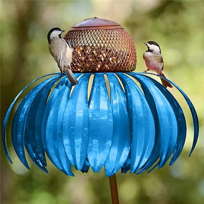 Rustic Metal Bird Feeder with Floral Pattern - Waterproof Garden Decoration