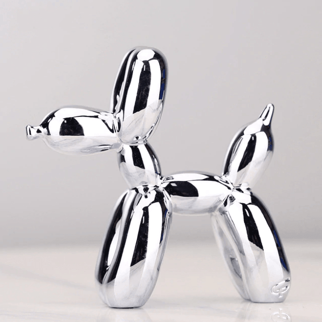 Metallic Silver Balloon Dog Home Decoration Sculpture - Glamry