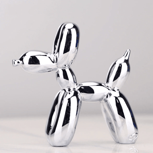 Metallic Silver Balloon Dog Home Decoration Sculpture - Glamry