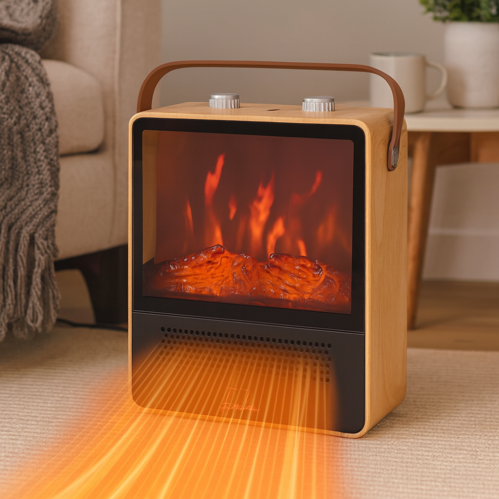 Cozy Electric Fireplace with Real Flame Effect - Glamry