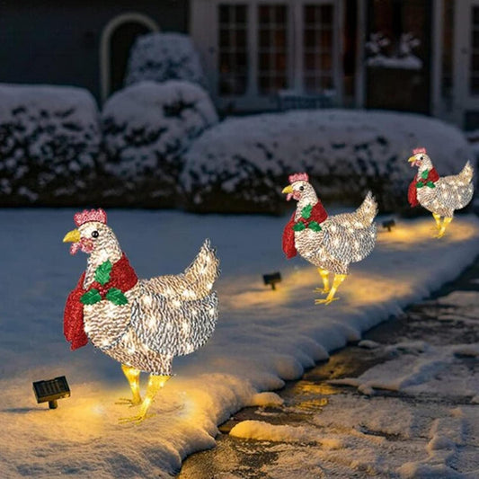 Colorful LED Chicken Yard Decor with Scarf - Glamry