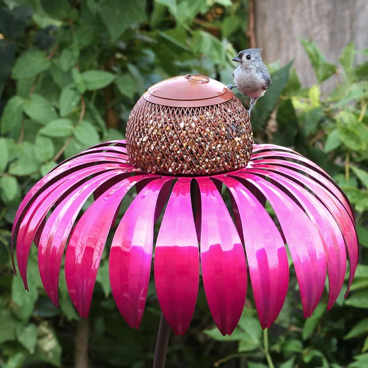 Colorful Metal Floral Bird Feeder for Yard Decor - Glamry