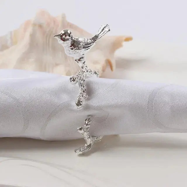 Beautiful Garden Bird Napkin Ring Set