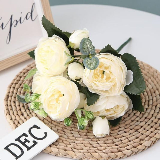 Beautiful Bright Silk Peony Flower Arrangement - Glamry