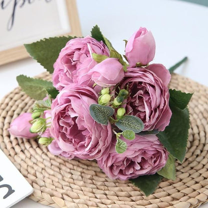 Beautiful Bright Silk Peony Flower Arrangement