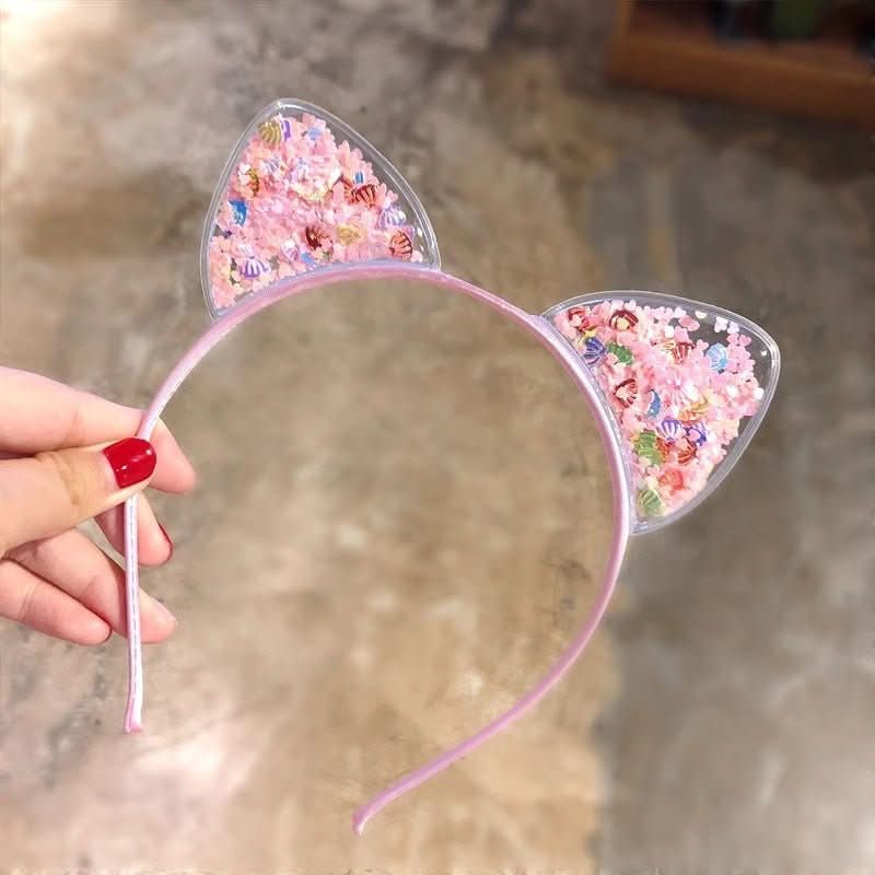 Glittery Cat Ear Headband for Girls Party Accessories