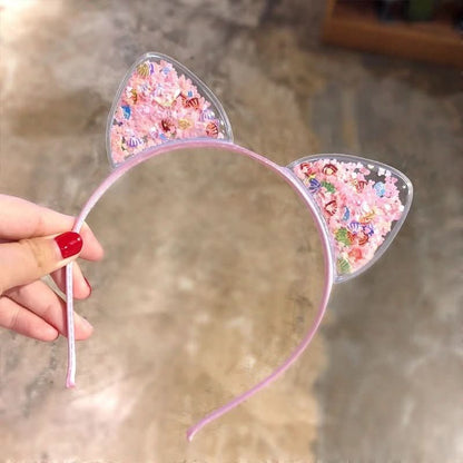 Glittery Cat Ear Headband for Girls Party Accessories