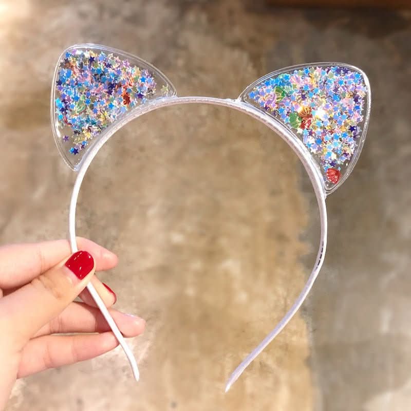 Glittery Cat Ear Headband for Girls Party Accessories