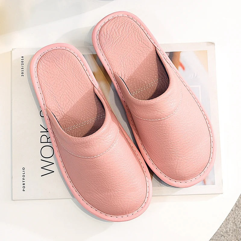 Soft Cozy Vegan Leather Indoor Slippers for Men Women