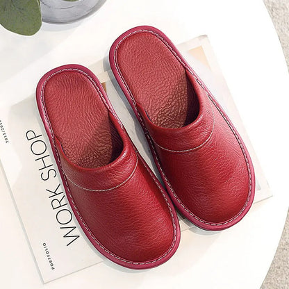 Soft Cozy Vegan Leather Indoor Slippers for Men Women