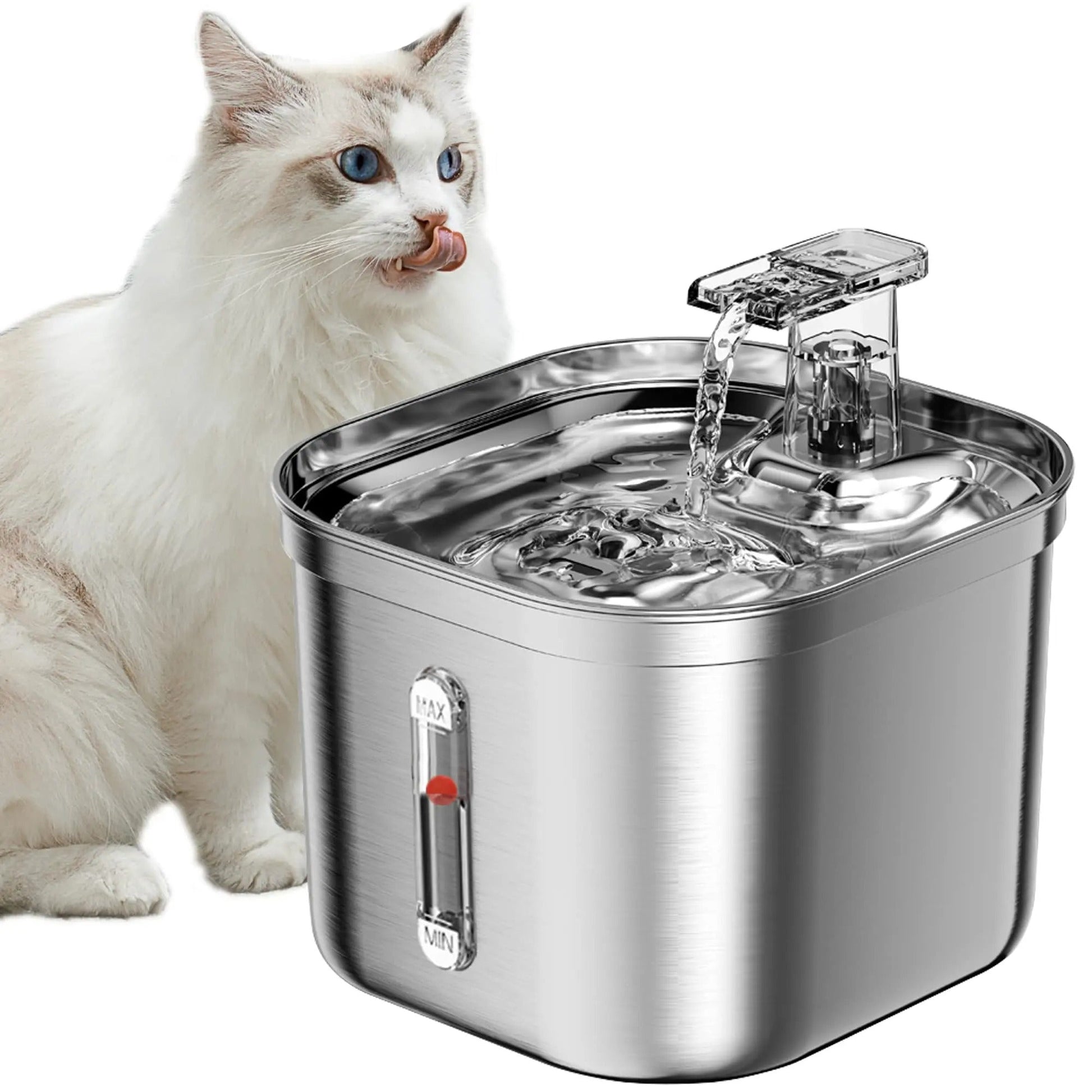 Pet Fountain, Modern Stainless Steel Cat Water Dispenser - Glamry