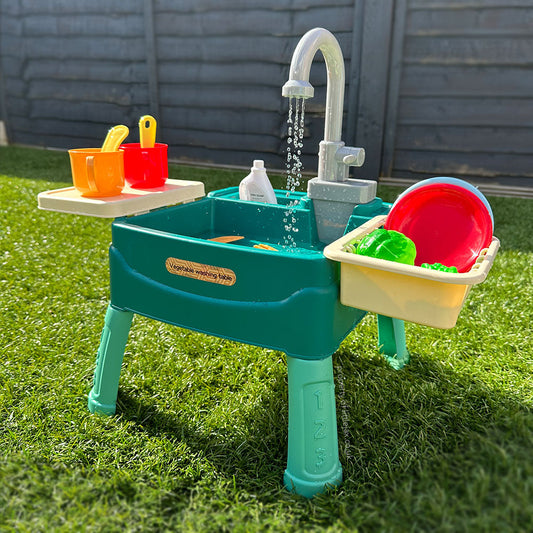 Fun Kids Play Kitchen with Real Water Flow and 19 Pieces - Glamry