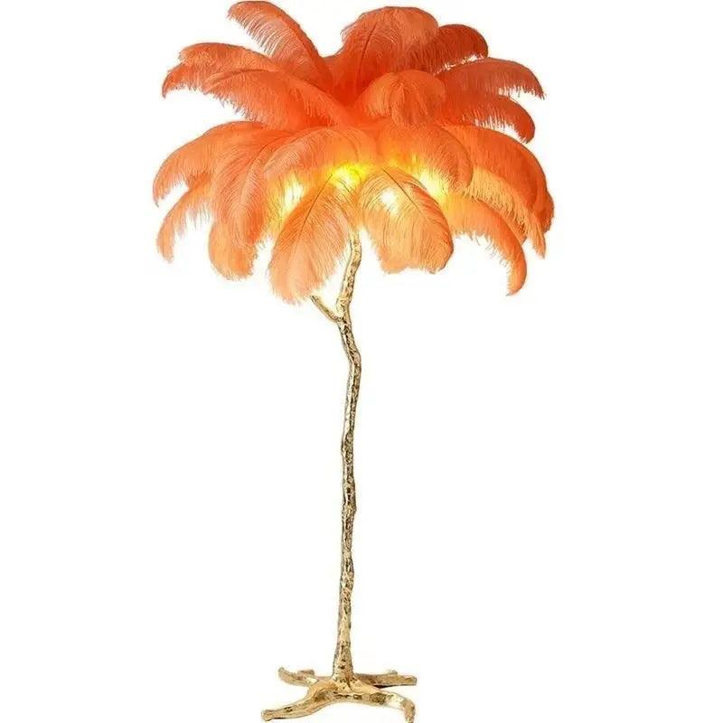 Tall Natural Feather Standing Lamp