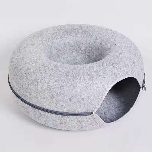 Soft Cat Donut Bed with Non-Slip Base