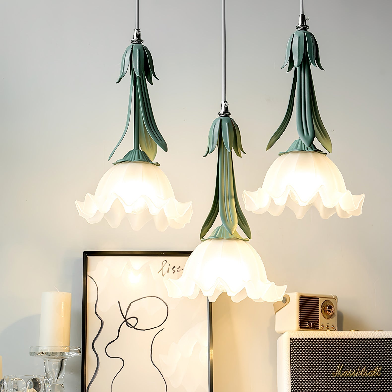 Floral Glass Drop Pendant Light - Glamry