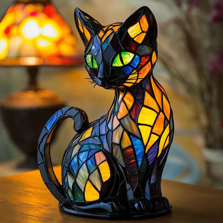 Colorful Cat Glass Table Lamp for Warm Home Lighting - Glamry