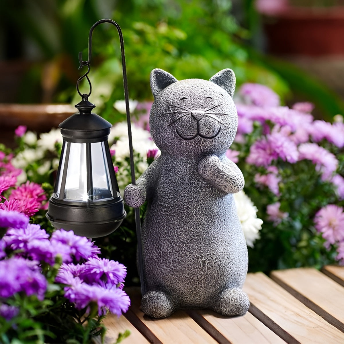 Cute Outdoor Solar Cat Garden Figurine - Glamry