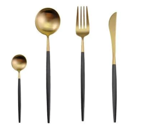 Premium Gold Plated 24pc Stainless Steel Cutlery Set