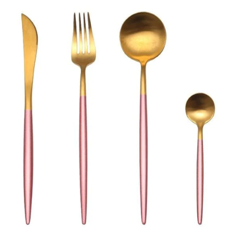 Premium Gold Plated 24pc Stainless Steel Cutlery Set